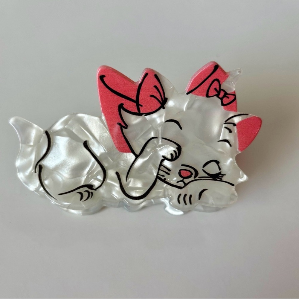 Disney's Aristocats - Marie Hair Clip Claw Coquette Dark Pink Ribbon NWT